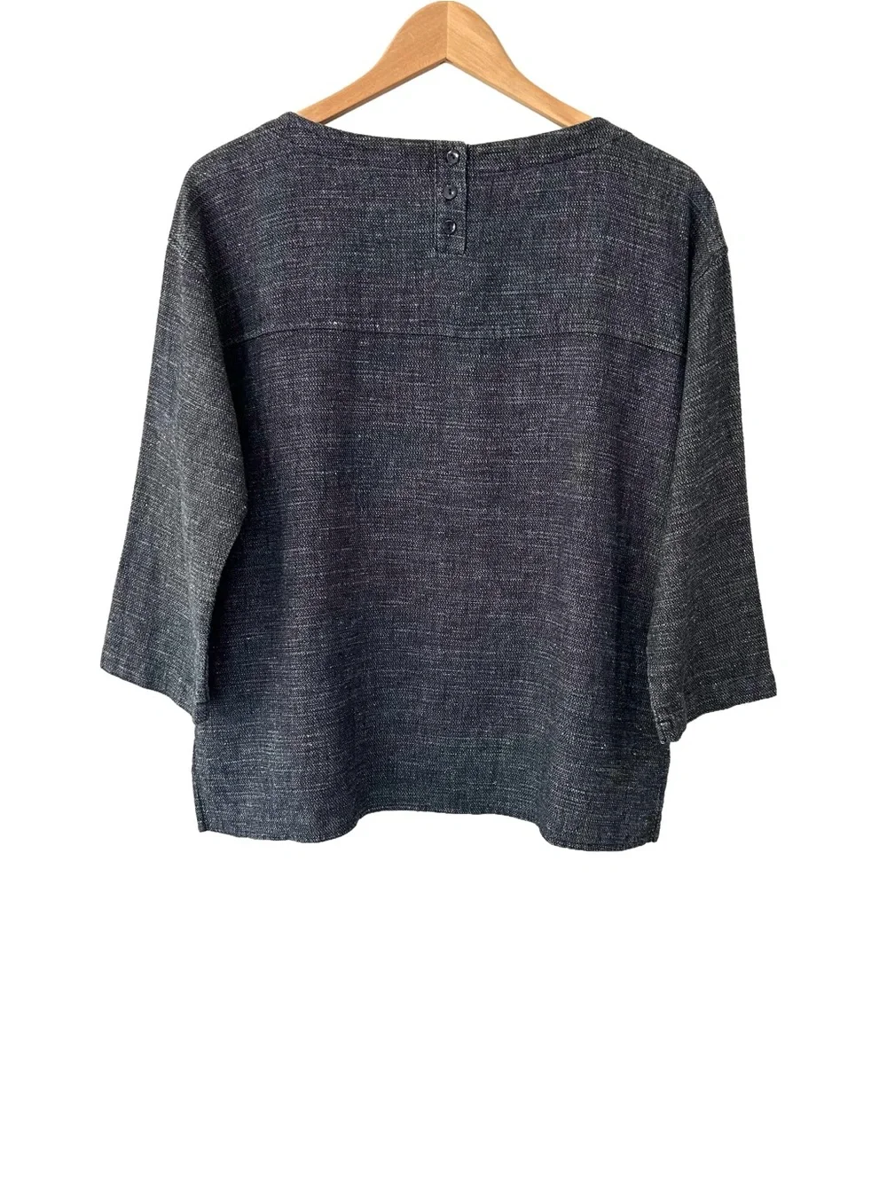 Eileen Fisher Hemp & Organic Cotton Box Top XS indigo oversized boxy lagenlook - Picture 2 of 11